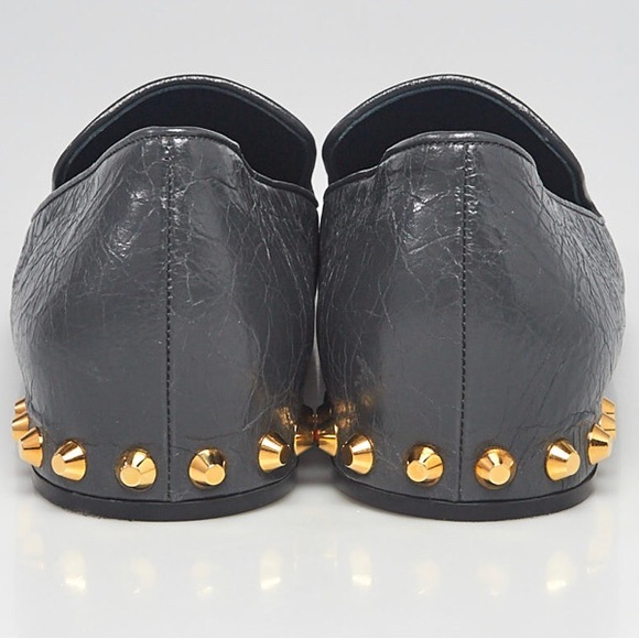 BALENCIAGA
Gris Fossile Leather Studded Loafers - Picture 3 of 11